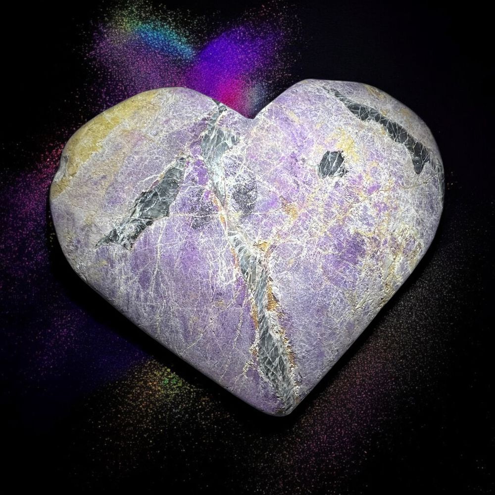 Natural‎ Raw Purpurite Heart Carving